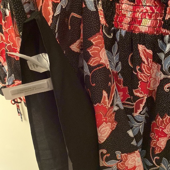 Loft Paisley Smocked Flare Dress, Black, SZ 12 - Picture 7 of 8